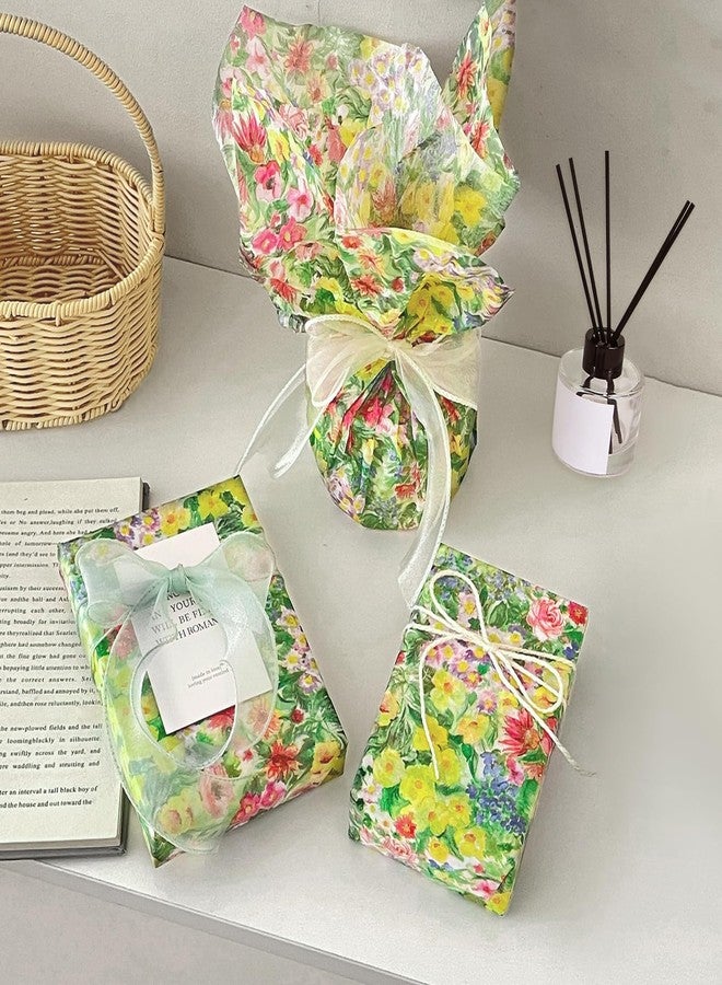 ARPOVIST 120 Sheets Oil Painting Style Spring Flower Gift Wrapping Tissue Paper Bulk with Stickers, Wildflowers Floral Pattern for Weddings, Birthdays, Bridal Showers & DIY Crafts,20x14 Inches - Image 3